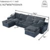 Modern Modular U Shaped Cloud Sectional Couch With Deep Seat And Comfy Chaise - Blue - Image 3