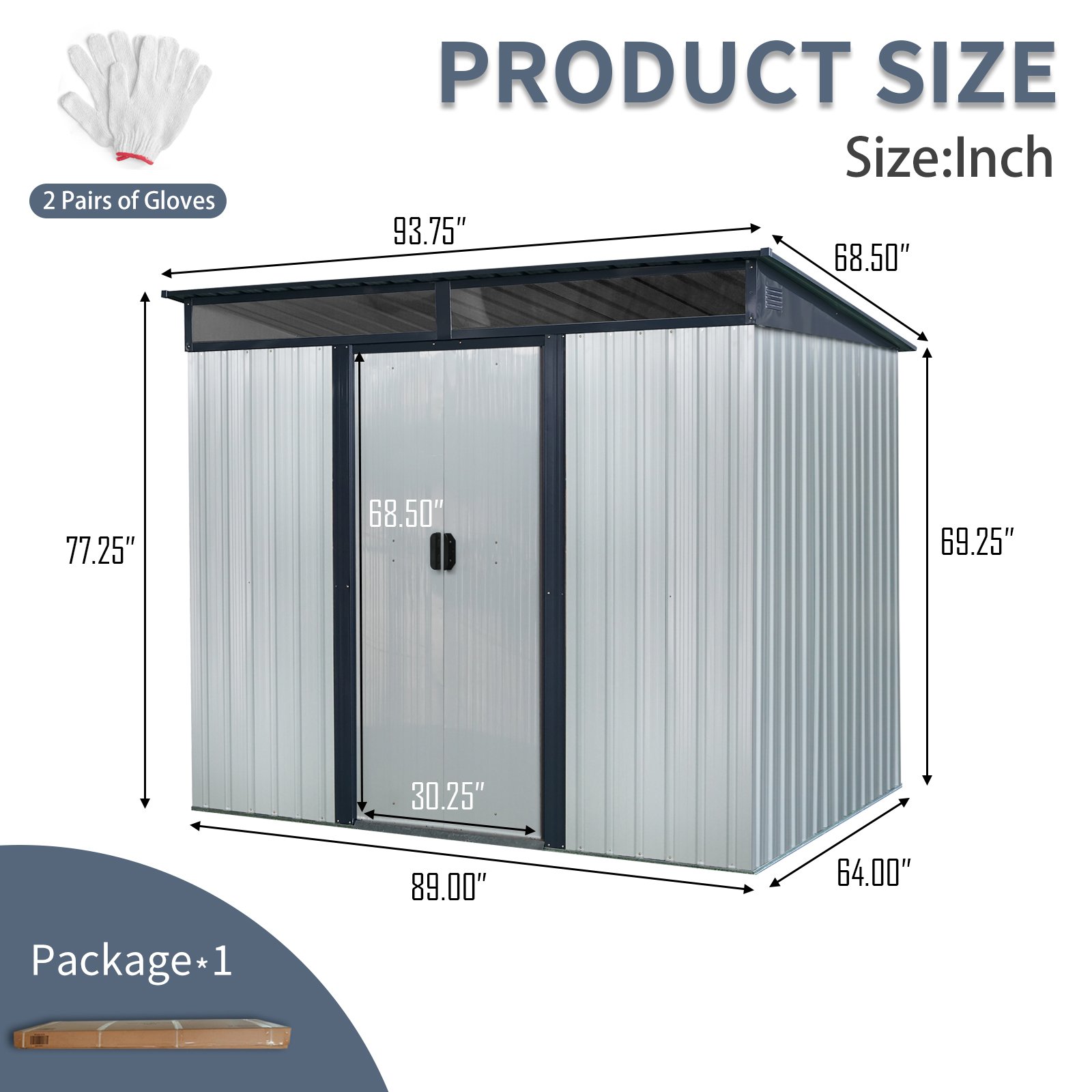 8Ft X 6Ft Outdoor Metal Storage With Lockable Sliding Doors And Transparent Plate For Garden, Lawn - White / Black - Image 4