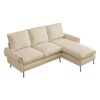Modern Sectional Technical Leather L-Shaped Sofa Couch With Reversible Chaise Lounge - Beige - Image 11