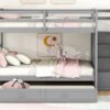 Full Over Full Bunk Bed With Twin Size Trundle And Staircase - Gray - Image 20