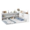 Full Floor Bed With L-Shaped Bookcases, Sliding Doors, Without Slats - White - Image 8
