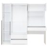 3 Door Storage Desk Wardrobe For Bedroom With Shelves And 3 Drawers - White - Image 2