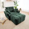 Ergonomic Single Seater Sofa With Ottoman, High Resilience Support Cushions, Modern Lounge Chair - Green - Image 4