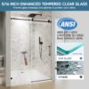 Frameless Single Sliding Soft Close Shower Door, 5 / 16" Clear Nano Coated Tempered Glass And 304 Stainless Steel Handle - Matte Black - Image 10