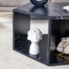 Hexagonal Coffee Table With Characteristic Pattern Stickers And Multi Hole Design For Extra Storage - Black - Image 7