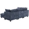 U - Shaped Sectional Sofa Modular Sofa Couch With A Movable Ottoman, A Coffee Table With Hidden Charging Devices For Living Room - Blue - Image 22