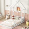 Full Roof-Framed Headboard Floor Bed With Headboard Guardrails - Without Slats White - Image 10