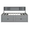 Full Size Daybed With 2 Bedside Cabinets, Upper Shelves And 4 Drawers - Gray - Image 2