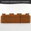 Compression Sofa: Combining Chaise Longue With 3 Seater, Wood Grain Chenille Fabric, Full Sponge Compression Sofa, Combined Sofa With 4 Pillows For Living / Home Furniture / Apartment - Orange - Image 19