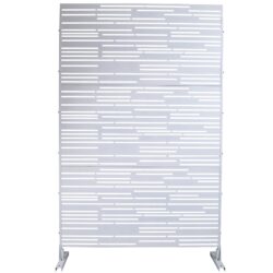 Outdoor & Indoor Freestanding Metal Privacy Screen, Decorative Privacy Fence Panels - White