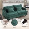 Mid Century Modern Chenille Fabric Loveseat Sofa, 2 Seat Upholstered Couch With Wood Feet - Emerald - Image 5
