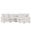 Modern L Shape Modular Sofa, 5 Seat Chenille Sectional Couch Set With 2 Pillows Included, Freely Combinable Indoor Funiture - White - Image 22