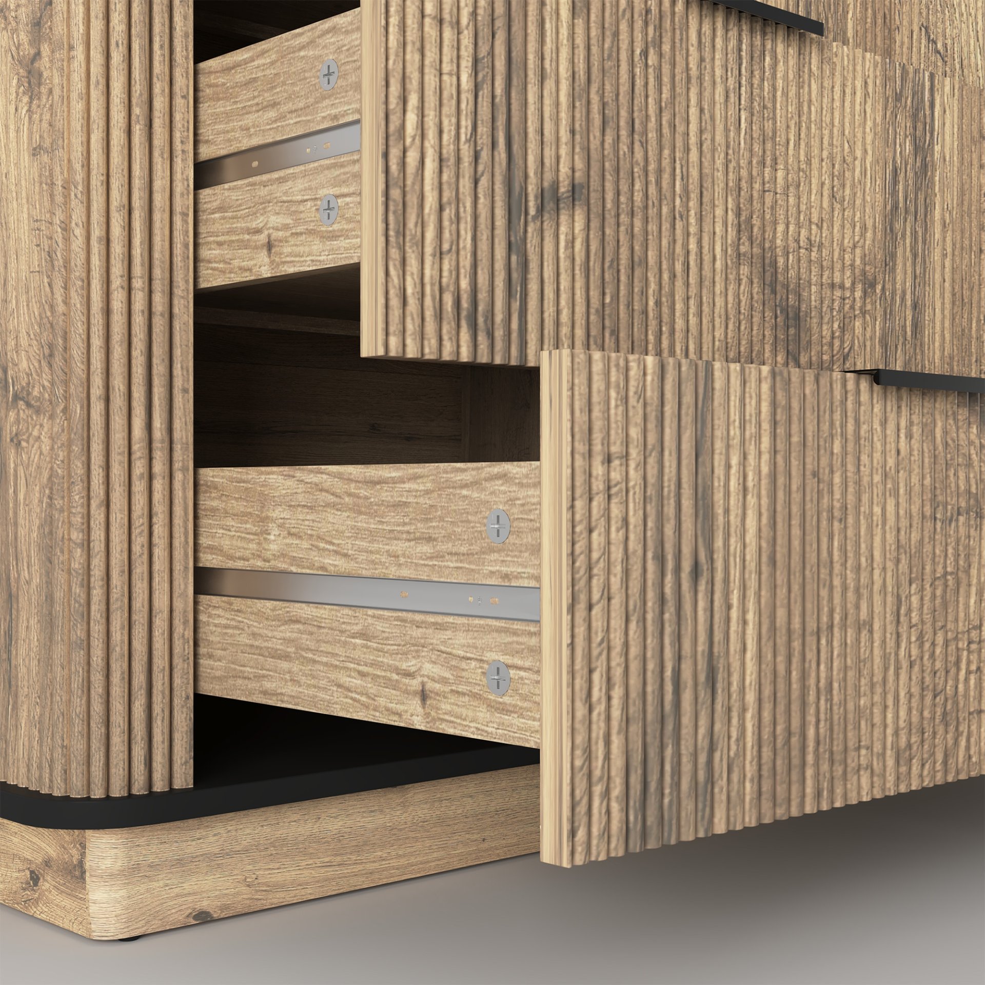 Modern 6 Drawer Cabinet With Metal Rounded Corners And Exquisite Handles Multi Functional Storage - Natural Wood - Image 14