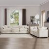 Modern Fabric Living Room Set 2 Sofas Upholstery, Corduroy Fabric - Beige - Image 17