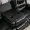 3 Seater Home Theater Recliner Manual Recliner Chair With Two Built-In Cup Holders For Living Room - Black - Image 21
