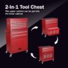 8 Drawer Rolling Tool Chest With 2 In 1 Detachable Top Box, Lockable Wheels, Liners, And Side Hooks Metal Tool Cabinet For Garage - Red - Image 5