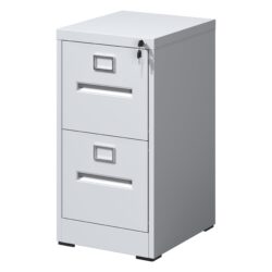 Premium 2 Drawer File Cabinet With Lock, Metal Vertical Design, A4 Legal / Letter Size, Steel, Compact Dimensions - White
