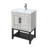 Modern Freestanding Bathroom Vanity With Ceramic Sink, Hot And Cold Faucet, 2 Door Cabinet & Open Iron Shelf, Magnesium Oxide And Iron Frame - White - Image 9