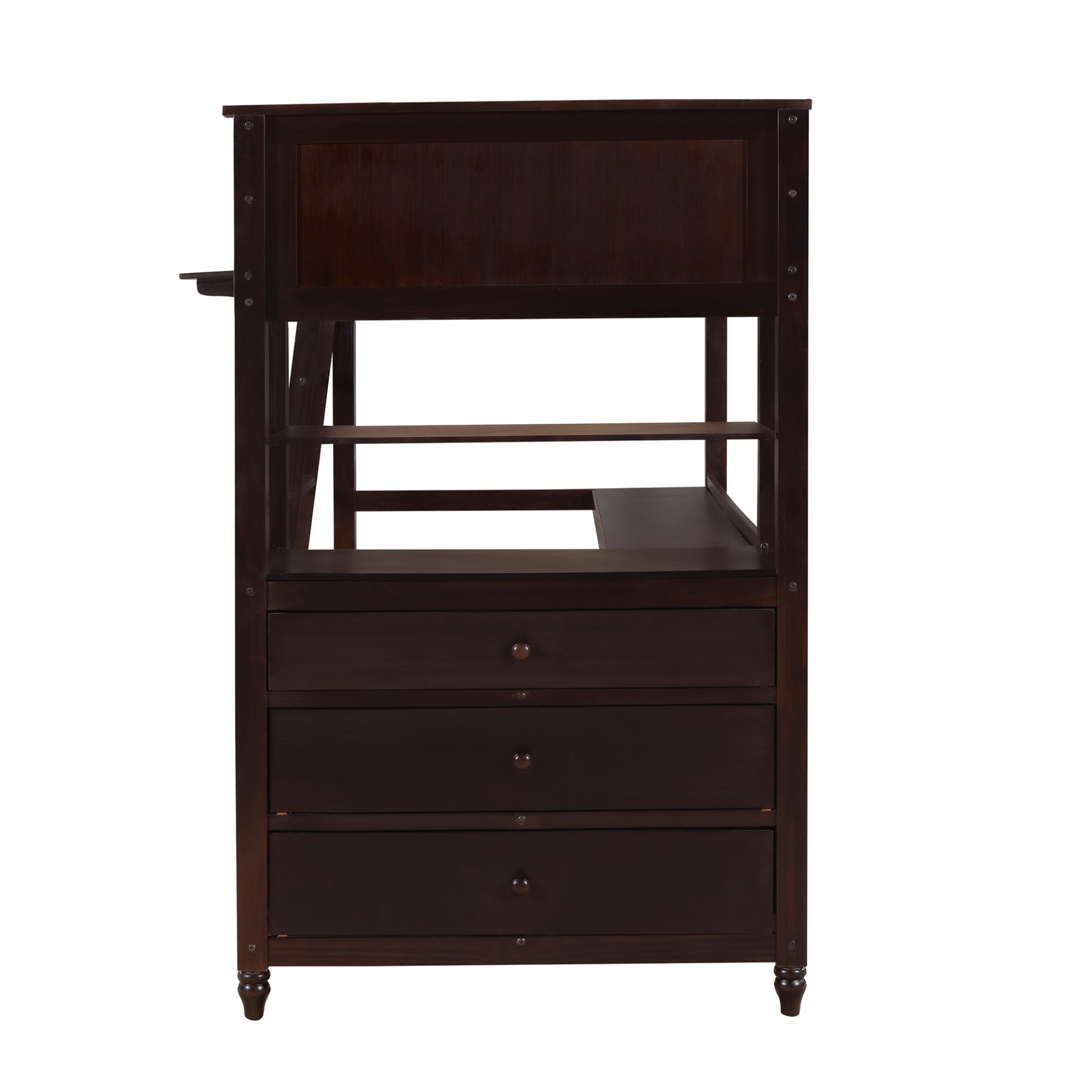 Twin Size Loft Bed With Drawers And Desk, With Shelves - Espresso - Image 13