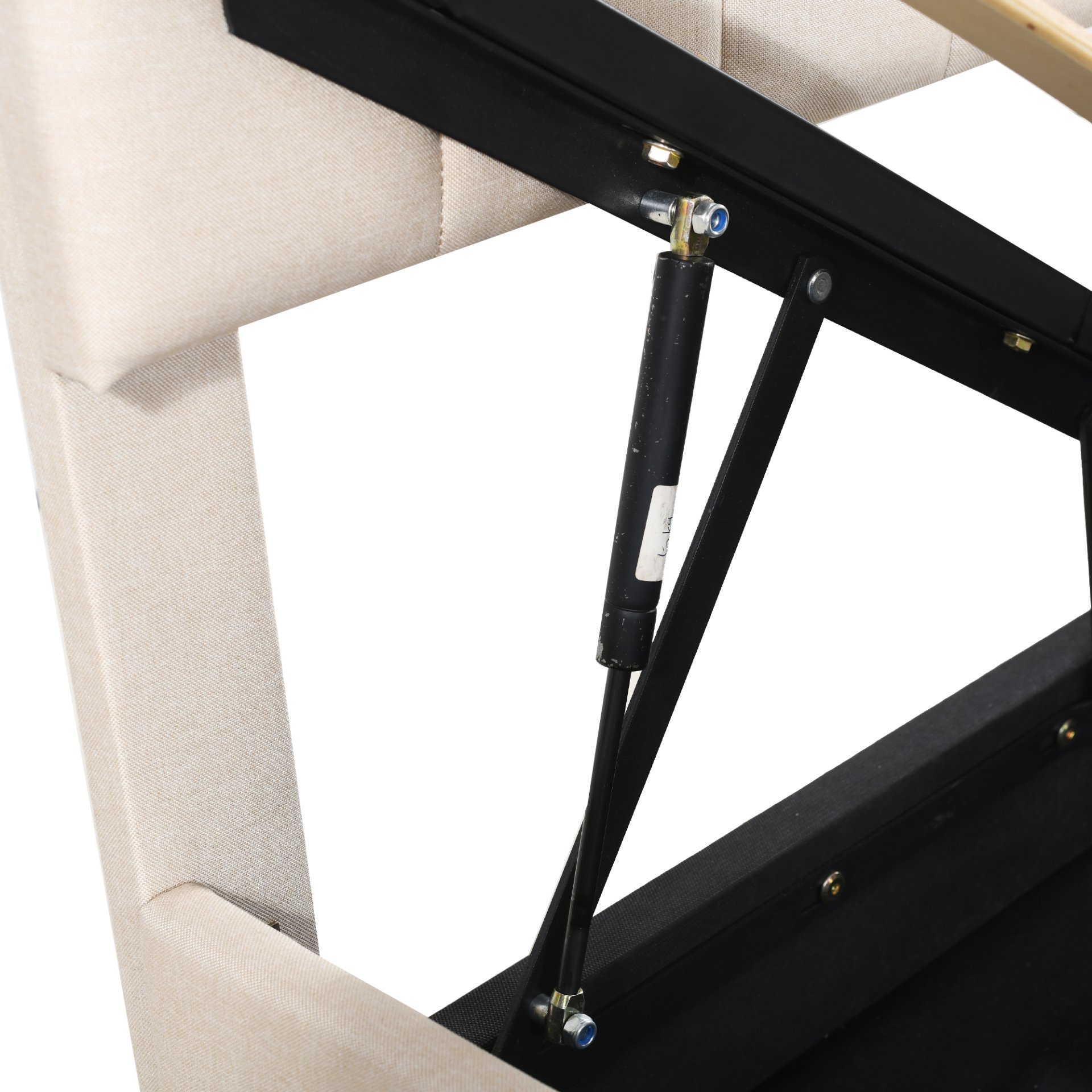 King Size Upholstered Platform Bed With A Hydraulic Storage System - Beige - Image 11