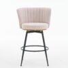 Beige Swivel Bar Stools, High-Back, Adjustable, Upholstered With Elegant Metal Back Accents For Kitchen, Bar, Or Dining Room (Set of 2) - Beige - Image 14