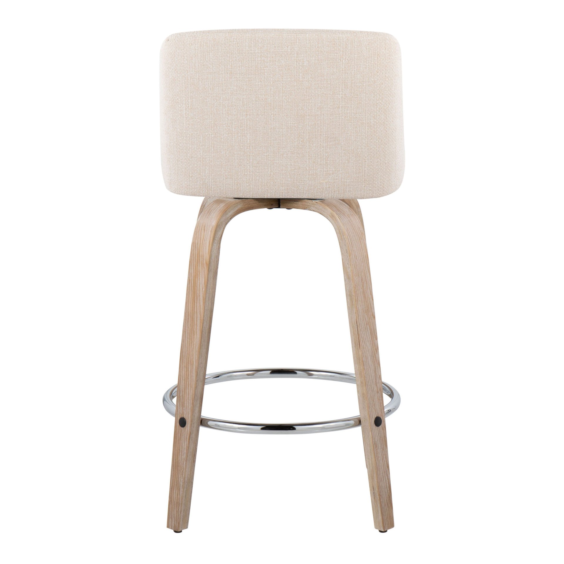 Toriano - Contemporary Fixed Height Counter Stool With Swivel And Round Footrest (Set of 2) - Whitewashed / Cream - Image 5