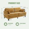 Modern Style Chenille 2 Seater Sofa With LED Light, USB Port & Storage Bag, Rubber Wood Legs - Mustard Yellow - Image 3