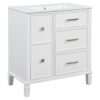 Bathroom Vanity With Ceramic Sink, Flip Out Drawer Design For Plumbing, Soft Close Drawers - White - Image 15