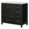 Bathroom Vanity With Ceramic Sink Combo, Abundant Storage Cabinet 2 Soft Close Doors And 5 Drawers - Black - Image 13