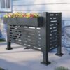 Air Conditioner Fence For Outdoor Units, Metal Privacy Fence Cover, Perfect To Conceal Air Conditioning Units, 3 Fence Panel - Charcoal - Image 2