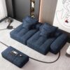 Modern Oversized Modular Sectional Sofa With 2 Chaise Lounge And 2 Armrest, Sparkling Chenille Fabric Soft Cushion Sofa With 4 Pillows, 4 Pieces Diy Combination Tufted Sofa, No Assembly Required - Blue - Image 10