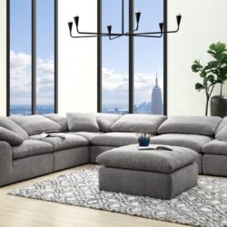 Naveen - Linen Modular Sectional Sofa With Ottoman - Gray
