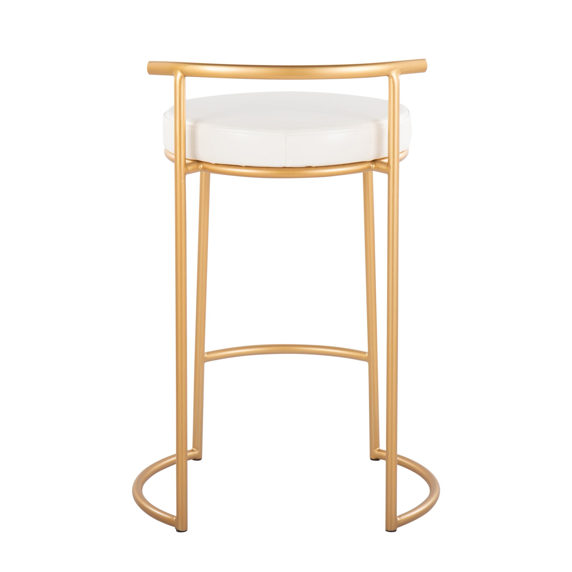 Fuji - Round Contemporary Fixed Height Counter Stool (Set of 2) - Gold / White - Image 5