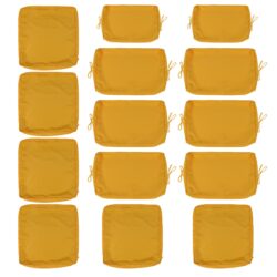 14 Pack Cushion Covers For 7 Piece Wicker Rattan Sectional Sofa (6 Seater), Outdoor Seat And Back Slipcovers With Zippers - Yellow