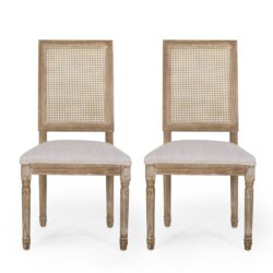 French Country Dining Chair (Set of 2) With Upholstered Seats - Light Gray