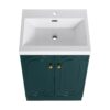 Contemporary Freestanding Bathroom Vanity With White Resin Sink & Soft Close Doors - Dark Green - Image 14