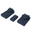 Modern Oversized Modular Sectional Sofa With Ottoman, Seat, Chaise Lounge And Armrest, Sparkling Chenille Fabric Soft Cushion Sofa With 4 Pillows, 4 Pieces Diy Combination Tufted Sofa, No Assembly Required - Blue - Image 22