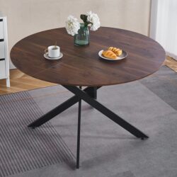 Round Dining Table, Office Table, Coffee Table, Cross Leg - Brown