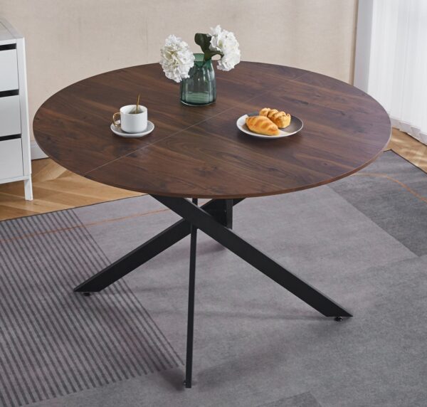 Round Dining Table, Office Table, Coffee Table, Cross Leg - Brown