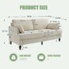 Modern Style Chenille 2 Seater Sofa With LED Light, USB Port, Storage Bag, Wood Legs - Beige - Image 3