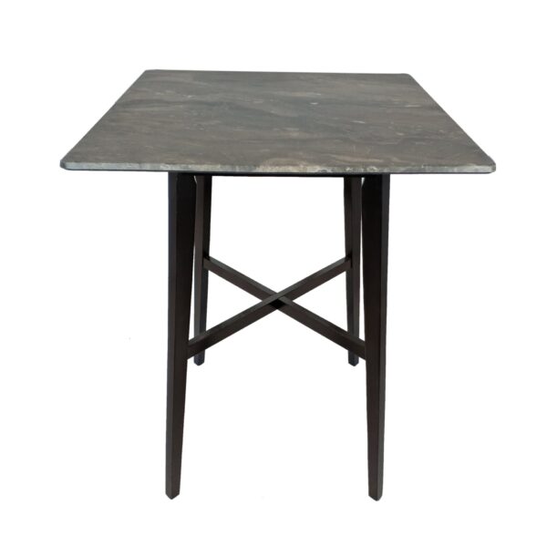 Modern Bar Height Dining Table, Rubberwood Legs And Laminate Table Top, Paladina Marble - Black