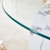 Contemporary Artistic Double Layer Coffee Table Marble And Wood Grain Collision - Transparent / White - Image 16