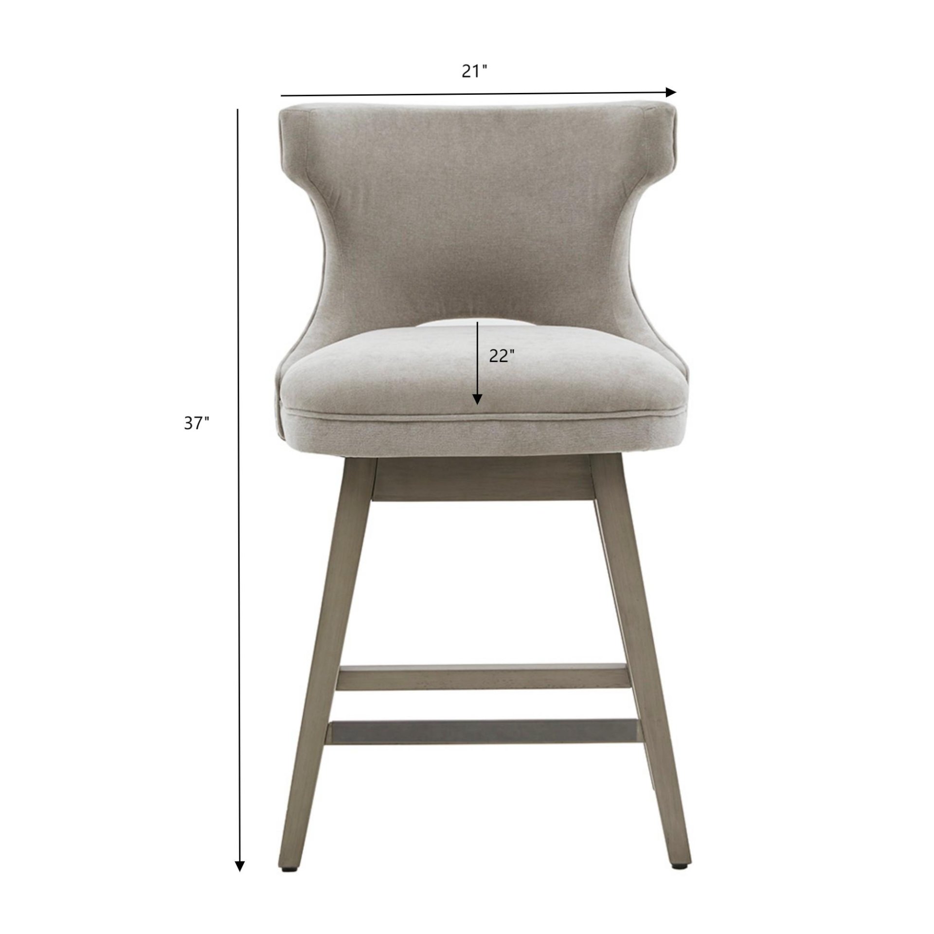 Swivel Counter Stool With Silver Detailing - Light Gray - Image 3
