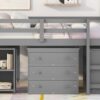 Full Loft Low Study Bed With Cabinet, Shelves And Rolling Portable Desk, Multiple Functions- Gray - Image 20