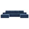 Modular U Shaped Sectional With Ottomans, Luxury Cloud Floor Couch With Deep Seat Fully Compressed Upholstered Sofa - Navy - Image 2