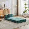 Convertible Floor Sofa Bed With Fixed Shape Frame For Living Room - Dark Green - Image 11