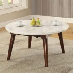 Gasha - Coffee Table - White Marble / Walnut