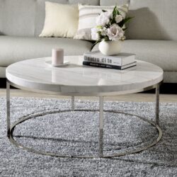 Zaidee - Mable Top Nickel Coffee Table - White