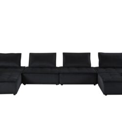 Anna - Velvet 6 Seater U-Shape Modular Sectional Sofa - Black