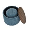 Classic Chenille Storage Ottoman Set With Drum Shaped Stool And Desktop Panel - Dark Blue - Image 13
